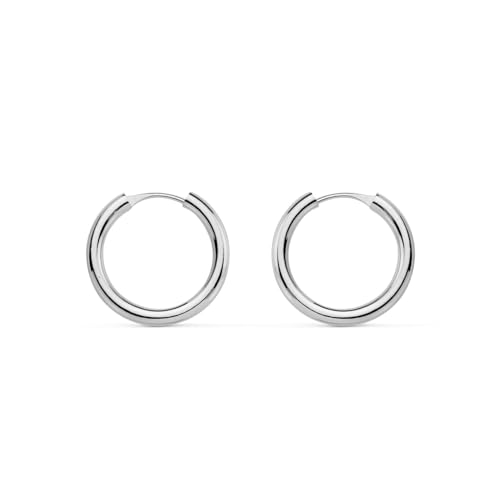 Damen Kinder Ohrstecker Flexibles Hoop Creolen 12x1 5 mm Weißgold 18k - Mondepetit - Geschenkbox - Garantiezertifikat