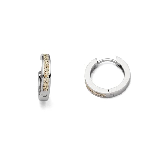 DUR Ohrring Damen aus 925er Sterling Silber mit echtem Strandsand Creole O4958