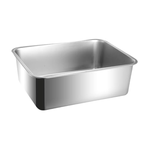 FytStycale Edelstahl Katzentoilette mit hohen Seitenwänden für Haustiere geeignet Höhe 15cm