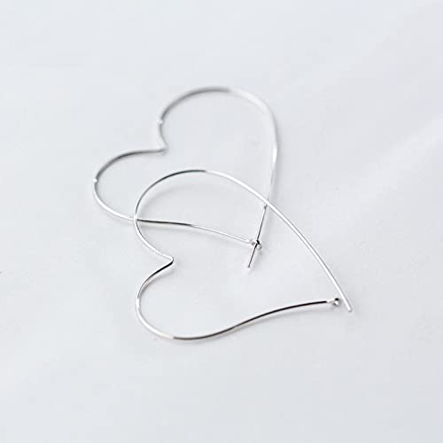 LOKILOKI Mode Einfache Charme Herzen Ohrringe 925 Sterling Silber Klassische Große Creolen Für Frauen Hochzeit Schmuck