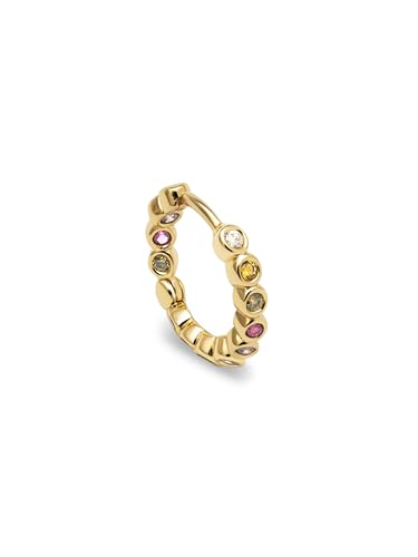 SINGULARU - Einzelner Creolen-Ohrring Orbit. Messing mit 18 kt Goldbeschichtung und Zirkonia. Schmuck für Damen