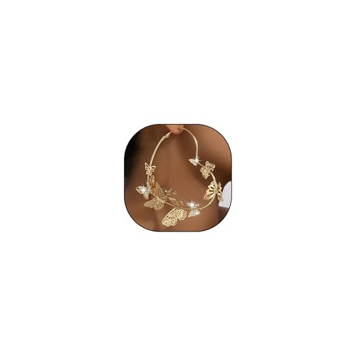 YANCHUN Butterfly Schmetterling Earrings für Frauen Gelbgold Hoop Creolen mit Strass Steinen Ideal als Geschenk für Frauen