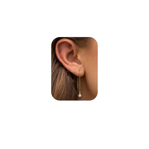 Adramata für Hängend Ohrstecker Set 14K Vergoldet Baumelnde Ohrringen für