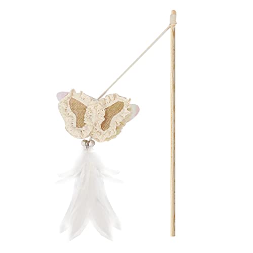 perfk Butterfly Kitten Lustiger Teaser- Interaktiver Zauberstab Leichtes Katzenspielzeug für Katzen im Freien Zubehör Trainingszubehör Übungskätzchen
