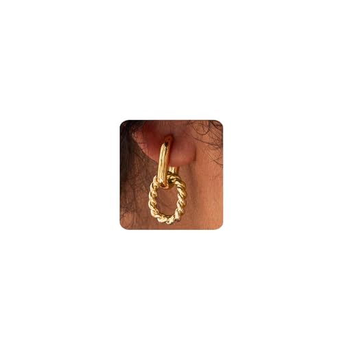 MUMREUES 14K Vergoldet Hängend Eckige Damen Huggie Stecker Hypoallergen Wasserfest Minimalist Schmuck Geschenke