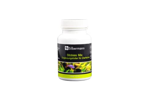 Silbermann Stickies Mix   an der Aquarienscheibe haftende Futtertabletten als Ergänzungsfutter Spirulina Astaxanthin Holz Knoblauch 120 ml