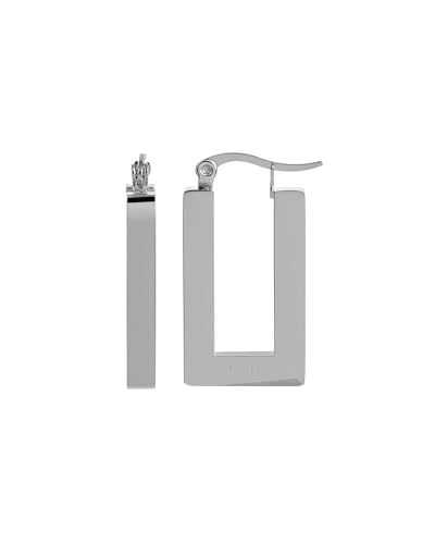 Akzent Wasserfeste Edelstahl Ohrringe Creolen Damen in Silber 100% Wasserfest Hautverträglich Eckig