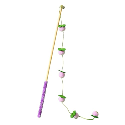 Generic Cat Teaser Zauberstab Spielzeug Interaktiver Selbstspielstab mit Fruchtdesign für Kätzchen - Katze Teaser Zauberstab mit Vogel Fisch Maus Aufsätze für Indoor Spielen gegen Langeweile