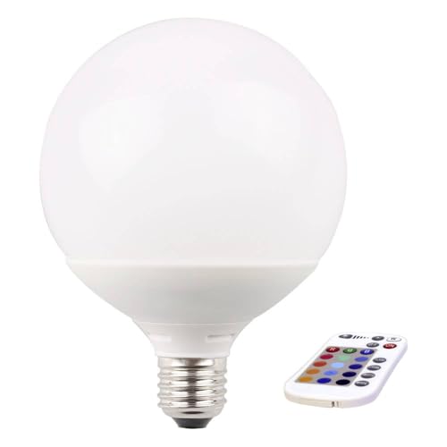 NCC-Licht LED Globe G120 E27 RGBW Farbwechsel Lampe 10W 810lm - Warmweiß 2700K mit Fernbedienung Dimmfunktion ideale Stimmungsbeleuchtung