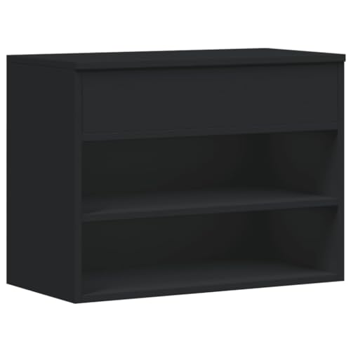 vidaXL Schuhbank Sitzbank Bank Sitztruhe Schuhschrank Schuhablage Schuhregal Schuhaufbewahrung Schuhständer Schwarz 60x30x45cm Holzwerkstoff