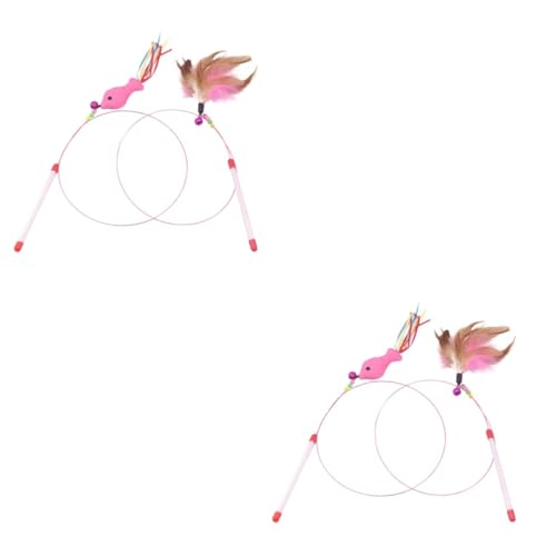 VICASKY 4 Stck. Teiliges Katzenspielzeug mit Stahlfeder und Glöckchen Interaktive Angel mit Fisch und Federdesign Lustiger Teaser zur Selbstbeschäftigung und Aktivitätsförderung für Katzen