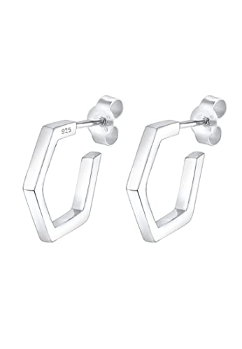 Elli Ohrringe Damen Hexagon Creolen im Geo Minimal Look in 925 Sterling Silber