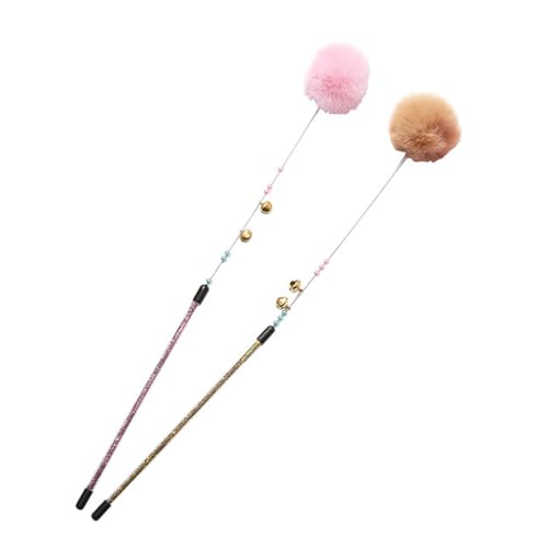POPETPOP 2stücke Federwedel Für Katzen Interaktives Katzenspielzeug Mit Plüschball Und Abs-perlen Inklusive Glöckchen Für Gemeinsames Spielen Zu Hause