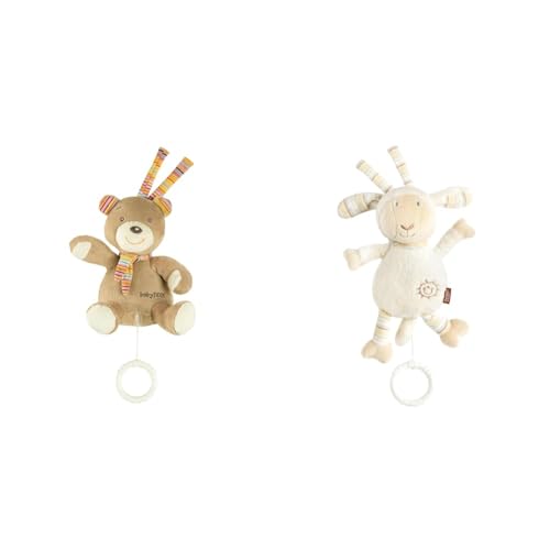 Fehn Baby Einschlafhilfe Teddy Schaf - Kuscheltiere mit Einschlafhilfe Melodie Spieluhr für Babys Kleinkinder - Beige 16 cm 20 cm