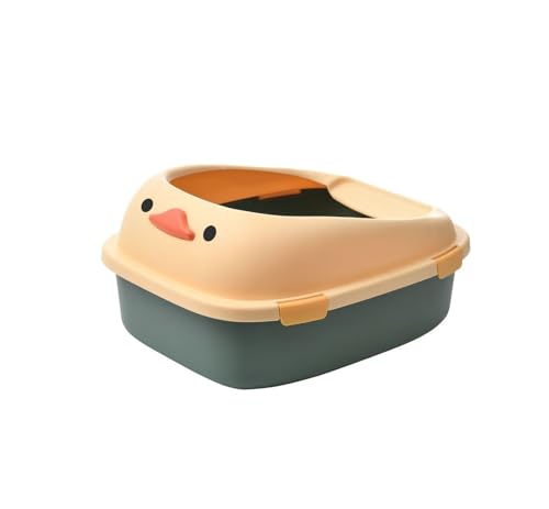 DXZXDJIU Offene große Katzentoilette mit Spritzschutz halbgeschlossenes Design for einfache Reinigung und Geruchskontrolle Green