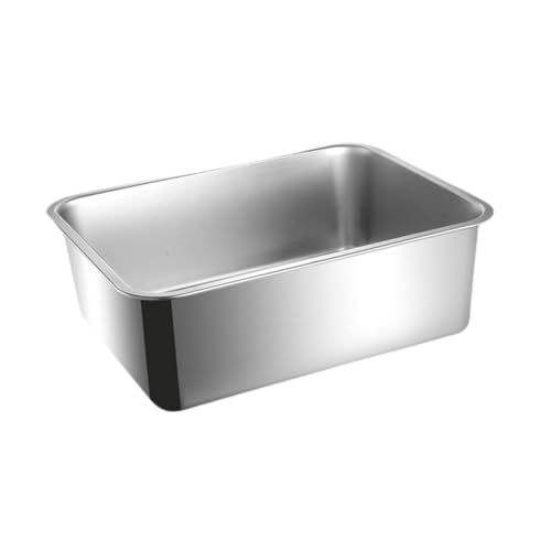 Sharplace Katzentoilette Katzentoilette Edelstahl spritzwassergeschützt Bettpfanne stabil antihaftbeschichtet großes Fassungsvermögen für Katzen im Haus Höhe 10cm
