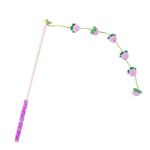 Generisch Katzen Spielstab Flexibel Spielangel Interactive Cat Wand Toy Federwedel für Indoor Katzen Jagdtrieb Training Obstmotiv Plüschfiguren Bunt Langlebig Fitness Spielzeug
