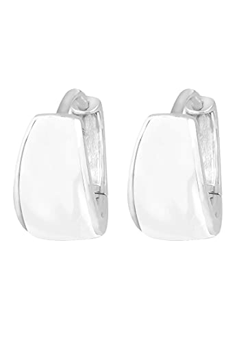 Elli Damen Echtschmuck Ohrringe Creolen weiße Emaille Basic Zeitlos in 925 Sterling Silber