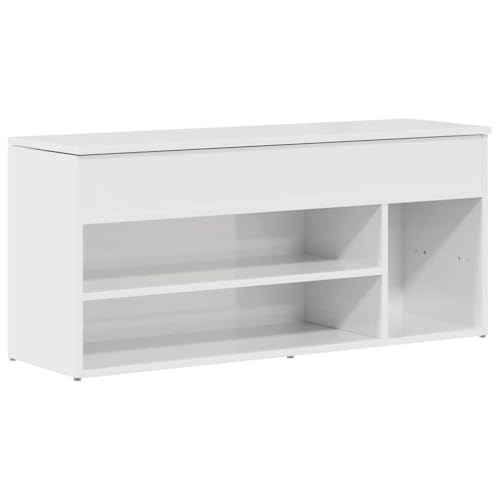 ULUYYUC Regal für Schuhe Schuhschrank Groß Regal Küche Schuhregal Klein - Schuhbank Hochglanz-Weiß 102x30 5x45 cm Holzwerkstoff für Bad Büro Balkon Keller
