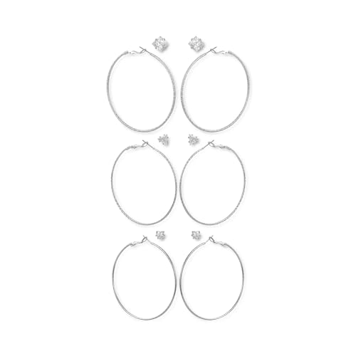  Silvertone 6 teiliges Ohrstecker  und Setöße Glassteinöße Glassteinöße Glaskristall