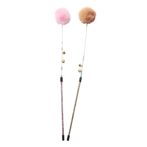 Mikikit 2stücke Katzenspielzeug Federwedel Für Katze Interaktives Katzenspielzeug Mit Plüschball Abs-perlen Und Glöckchen Rutschfester Griff Für Hause Katzenbedarf