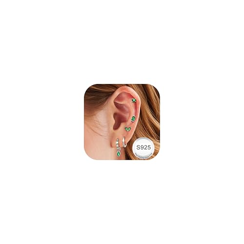 JeweBella 5 Paar Ohrringe Silber 925 für Damen 14 Karat Vergoldete Ohrstecker Silber 925 Creolen Helix Piercing Ohr Gold Hypoallergen Klein Ohrringe Hängend Ohrringe Set für Mehrere Piercings