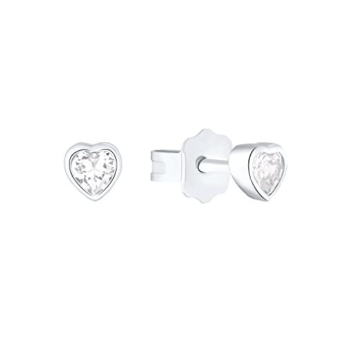 Prinzessin Lillifee Ohrstecker 925 Sterling Silber Mädchen Kinder Ohrschmuck mit Zirkonia synth. 0 4 cm Silber Herz Kommt in Schmuck Geschenk Box 2021046