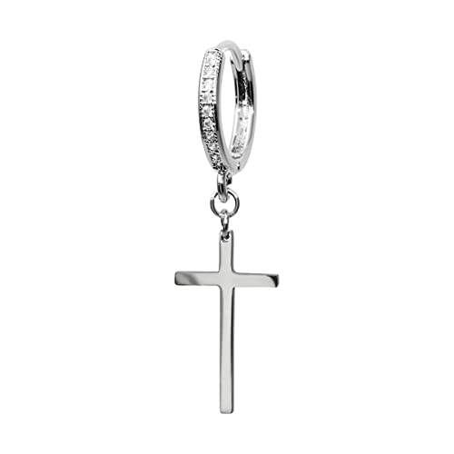 Soul Cats silberne Glitzer Creole Kreuz Anhänger Charm Edelstahl Ohrring