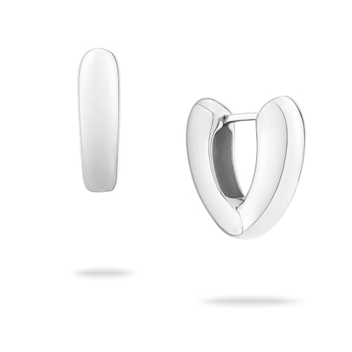 Echtzeit Creole The Modern Basic - 1 9 cm silber - glänzender Edelstahl - wasserfester hautfreundlicher Schmuck - leichte Ohrringe - Geschenk für Damen