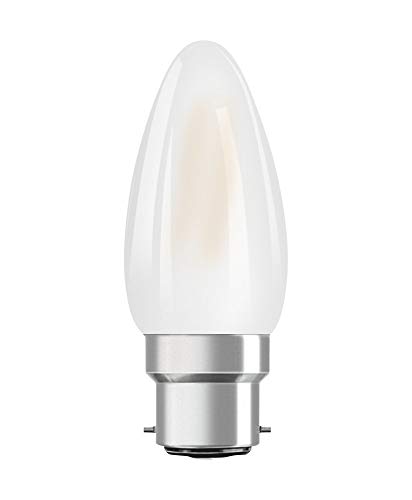 OSRAM Dimmbare Filament LED Lampe mit B22d Sockel Warmweiss 2700K Kerzenform 5W Ersatz für 40W-Glühbirne matt LED Retrofit CLASSIC B DIM 10er-Pack