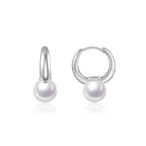 PHNIBIRD Perlen Ohrringe Silber 925 Für Damen Creolen Ohrringe Hypoallergen Creolen Ohrring Elegant