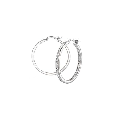 s.Oliver Creolen 925 Sterling Silber Damen Ohrschmuck mit Zirkonia synth. 3 3 cm Silber Kommt in Schmuck Geschenk Box 2026067