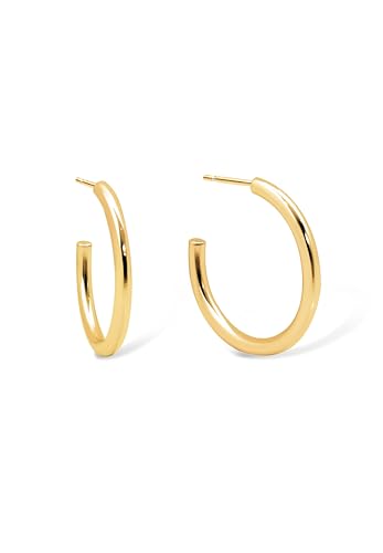 SINGULARU - Tube Creolen. Edelstahl mit 18 Kt Vergoldeter Beschichtung. Schmuck für Damen.