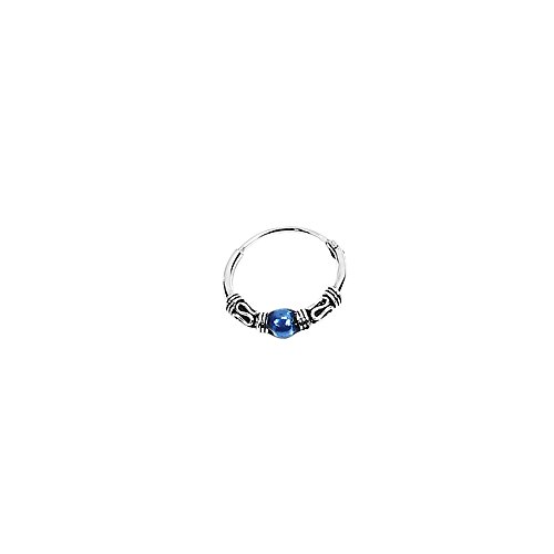 NKlaus PAAR 925 STERLING SILBER Keltische Bali Creolen Larissa blauer Kugel 14mm 7074