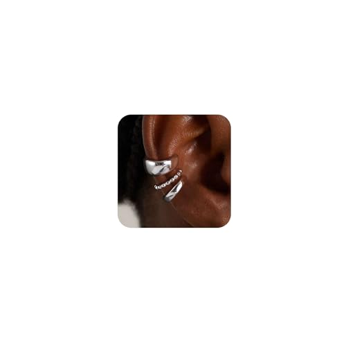 Goldene Ohrmanschetten für kein Piercing zierlich 14 Karat Gold Sterlingsilber vergoldet Zirkonia Huggie für kein Anlaufen trendiges