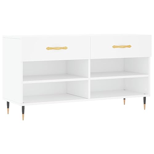 vidaXL 2 Schladen 4 Fächern viel Stauraum Schrank Schuhablage Modern Weiß Holzwerkstoff