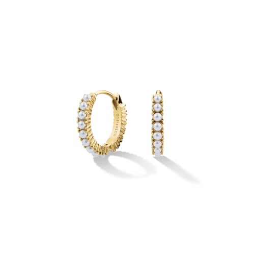 Rosefield Mini Pearl Ohrringe für Damen Goldene Creolen Edelstahl Moderne Damenohrringe Damenschmuck Zeitlose Eleganz für jeden Tag