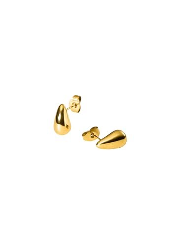 Purelei Droplet Ohrringe Tropfenförmige Edelstahl-Creolen 18K vergoldet Minimalistische Ohrstecker für Damen 10 8 x 5 7 mm Gold Silber Ros gold Gold