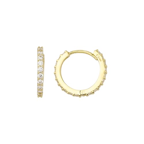 Ohrringe Creolen in Echt 585 Gold klassische schlichte Ohrringe Ohrschmuck mit Zirkonia Steine Damen Schmuck Goldcreolen in Gelbgold inkl. Schmucketui JC Trauringe 8498