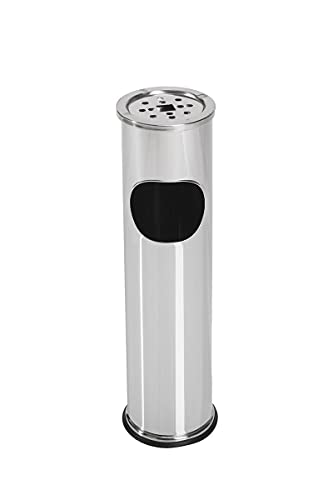 CAMPALO 2-in-1 Standaschenbecher und Mülleimer für draußen Abmessungen 56 CM x 15 CM Silber.