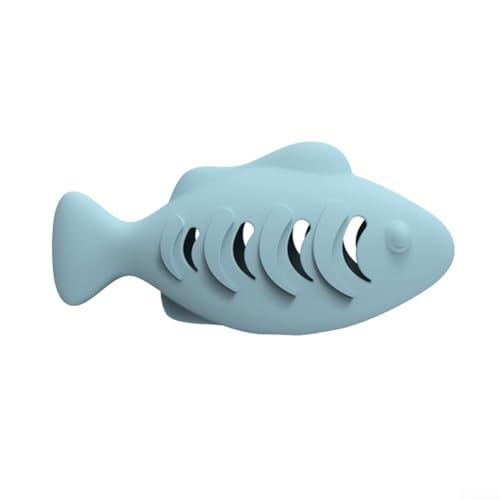 Oniissy Interaktiver Katzenspielzeug-Futterspender Silikon-Katzenfutterspender Puzzle mit Fisch-Design für Indoor-Katzen stabile und sichere Struktur für langfristige Nutzung blau