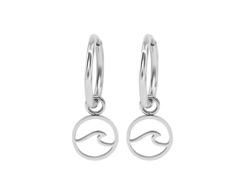 Nuoli Welle Creolen Silber Durchmesser 10mm Ohrringe für Frauen Mädchen aus Edelstahl