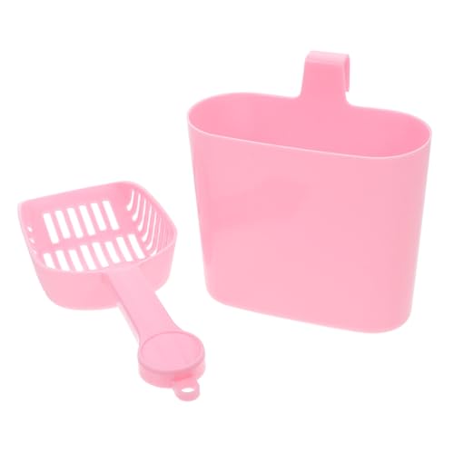 DINHEAROM 2 Stück Katzenstreu-Schaufel-Set Abfallschaufel Mit Halterung Poop Scooper Katzenstreu Katzenstreuschaufel Mit Halter Streuschaufel Halter Katzenstreusieb Abs Rosa