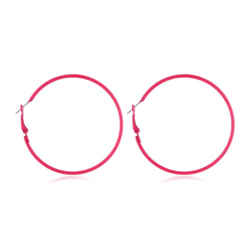 2 Stück Ohrringe Pink Ohrringe Jahre Damen Retro-Creolen ohrringes Pink 80er Vintage Neon ohrringe füR Frauen für Halloween Weihnachten Mottoparty KostüMparty 70er 80er 90er Party ZubehöR OhrhäNger