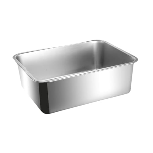 Baoblaze Katzentoilette Katzentoilette aus Edelstahl mit hohen Seitenwänden spritzwassergeschützt Sandkasten Robustes Haustierzubehör für kleine Katzen und Höhe 15cm