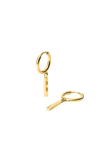 PURELEI Urban Ohrringe Herren Geometrische Creolen mit Charm-Anhänger Edelstahl 18K vergoldet Moderner Männerschmuck Statement-Accessoire in Gold Gold