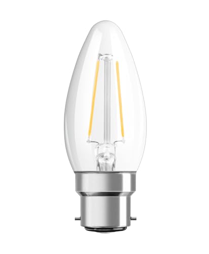 Ledvance Classic Performance LEDbulb B22d Kerze Fadenlampe Klar 2.5W 250lm - 827 Extra Warmweiß Ersatz für 25W