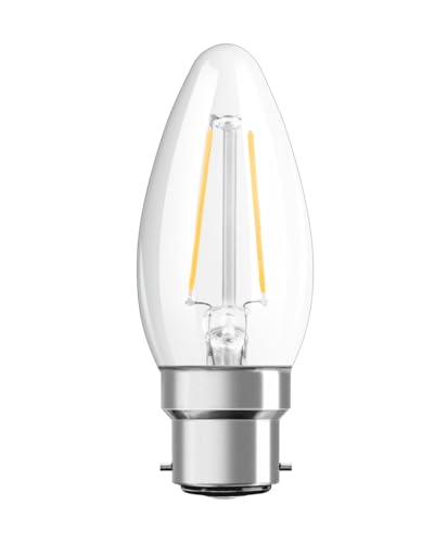 Ledvance Classic Performance LED Bulb B22d Kerze Fadenlampe Klar 2.5W 250lm - 827 Extra Warmweiß Ersatz für 25W