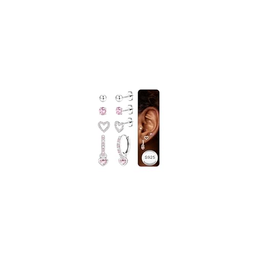 JeweBella Ohrringe Silber 925 Set für Damen 14K Vergoldete Ohrstecker Silber 925 Creolen Helix Tragus Piercing Ohr Gold Hypoallergen Klein Hängend Ohrringe Set für Mehrere Piercings
