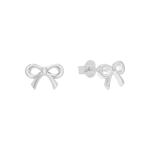 s.Oliver Ohrstecker 925 Sterling Silber Mädchen Kinder Ohrschmuck 0 7 cm Silber Schleife Kommt in Schmuck Geschenk Box 2039716